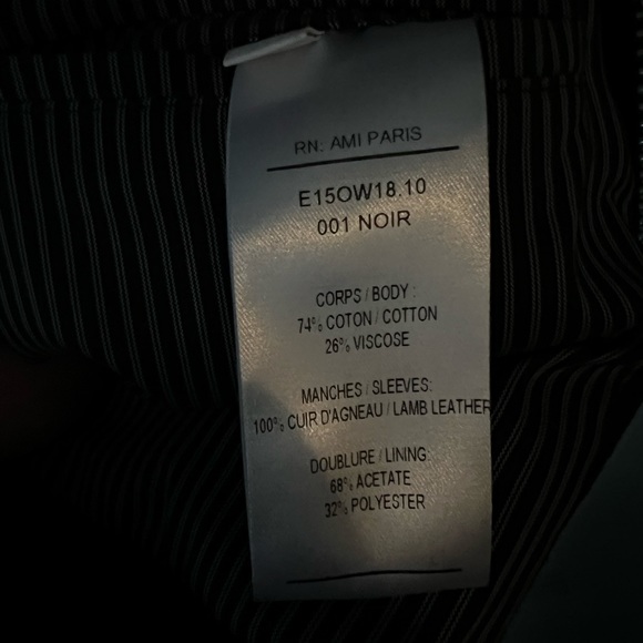 Ami Leather Sleeve Bomber Jacket - Picture 10 of 10